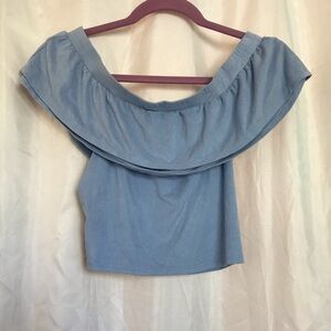 Design Lab Light Blue Super cute off the shoulder top💙